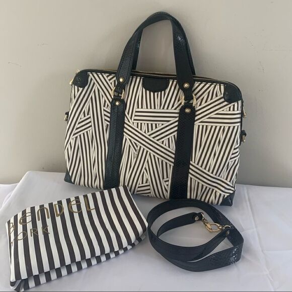 Henri Bendel Disturbed Stripe Laptop Bag/ Briefcase - Picture 2 of 13